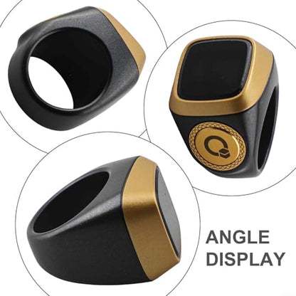 Smart Tasbih Zikr- Ring, for Muslims, Digital Prayer Counter with OLED- Display, Vibration Reminder for 33/66/99 Tasbih Counts, 40mAh for battery, for Compatible for iPhone and for Android(18mm Black)