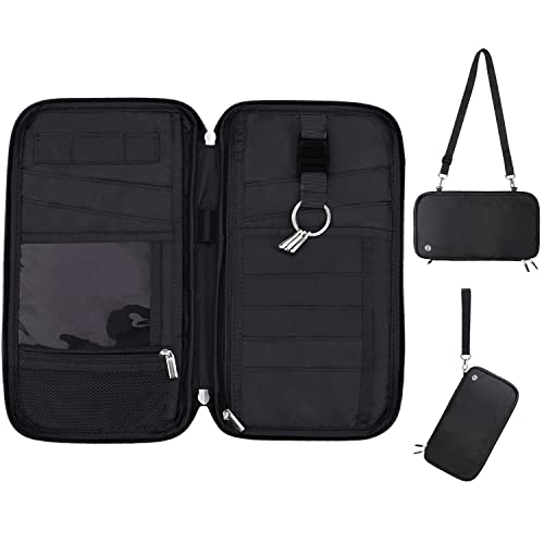 WALNEW Passport Holder for Travel Family, RFID Blocking Passport Wallet - color: Black