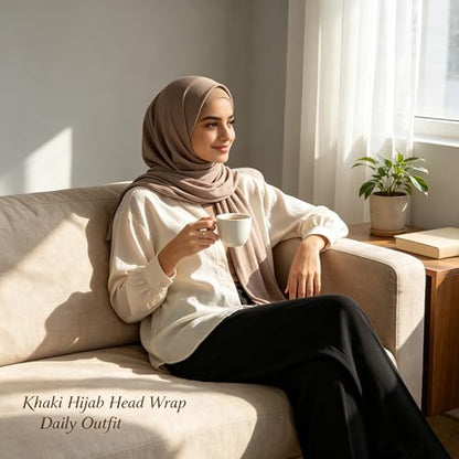 Hijab Scarf for Women, 3PCS Set with Undercap and Hijab Clip Lightweight Modal Muslim Head Wrap Scarf for Daily - color: Sy15-khika Hijab+khika Undercap
