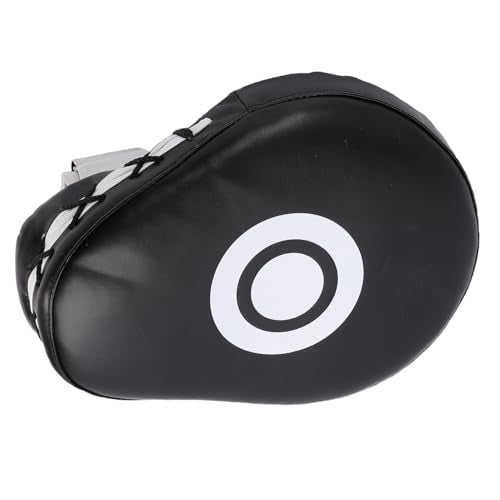 Keenso Boxing Punching Mitt, PU Curved Boxing Pad with Adjustable Strap, Hand Pad for Taekwondo Muay Thai Training, Adults Kids All Skill Levels - color: Black White