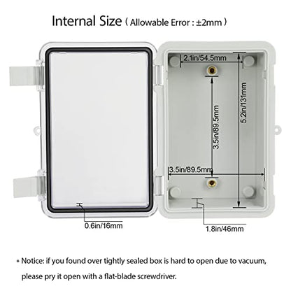 ABS Plastic Dustproof Waterproof IP65 Junction Box Hinged Shell Universal Electrical Project Enclosure Gray, with PC Transparent Clear Cover 5.9 x 3.9 x 2.8inch(150 x100 x70mm), 2 Pack - size: 5.9" x 3.9"x 2.8" (2pc)
