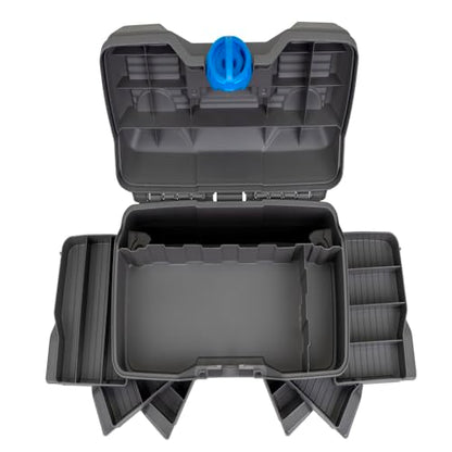 Flambeau Outdoors 660NGAK Next Gen 6/0 Large Fishing Tackle Box - 6 Pivot Trays, 32 Compartments, Includes 25-piece Tackle Kit, Fishing Tackle and Gear Storage, Fishing Lure Organizer, Dark Gray