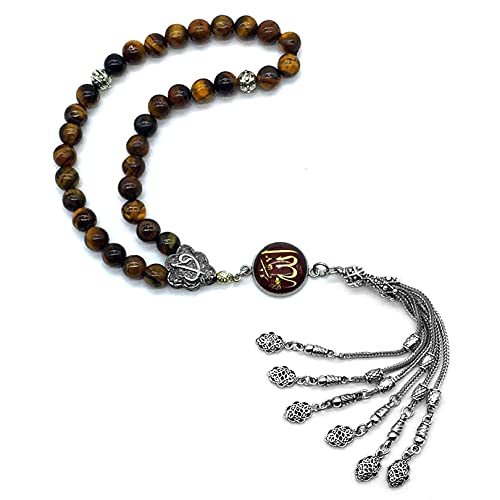 Design -Regal Collection Worry Beads - Prayer Beads Tesbih-Tasbih-Tasbeeh-Misbaha-Masbaha-Subha-Sebha-Sibha-Rosary (Regal 8mm- 33 Tiger Eye Stone Beads) - color: Regal 8mm- 33 Tiger Eye Stone Beads