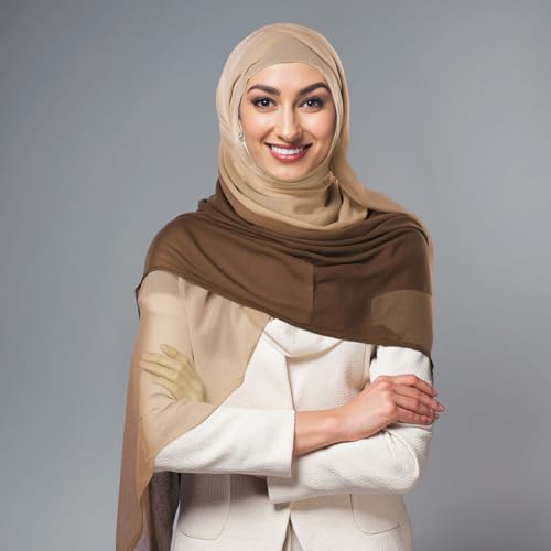 Geyoga Ombre Hijab Head Scarf for Women Muslim Modal Rayon Shawl Lightweight Soft Head Wrap - color: Almond,beige