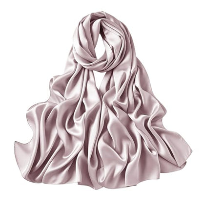 Lina & Lily Luxury Satin Hijab Head Scarf Shawl Wrap for Muslim Women Extra Long - color: Light Mauve