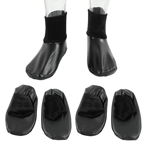 Sunnah Khuff Socks, Muslim Khuffain Socks Mosque Thermal PU Leather Polyester Plush Lining 36 To 41 EU Shoe Size (black elastic mouth)