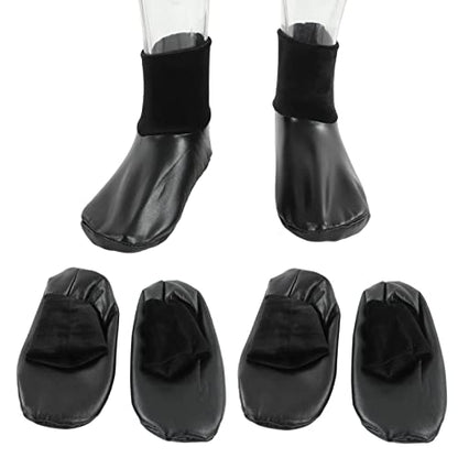 Sunnah Khuff Socks, Muslim Khuffain Socks Mosque Thermal PU Leather Polyester Plush Lining 36 To 41 EU Shoe Size (black elastic mouth)
