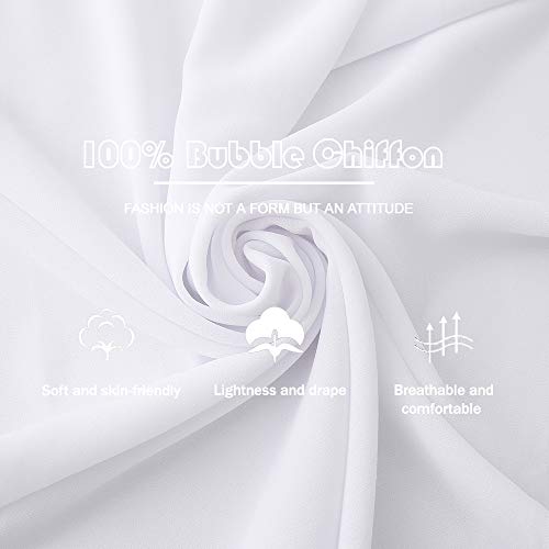 Yeieeo Chiffon Head Wraps for Women - Solid Color Fashion Bubble Chiffon Scarf Hijab - color: White