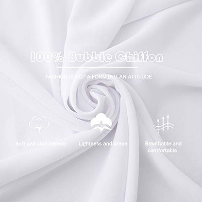 Yeieeo Chiffon Head Wraps for Women - Solid Color Fashion Bubble Chiffon Scarf Hijab - color: White