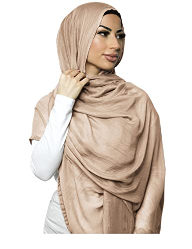 Txameru Women's Viscose Cotton Hijab Scarf - color: Nude