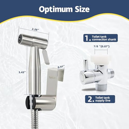 Handheld Bidet Sprayer for Toilet 2 PCS - Bidets for Existing Toilets Adjustable Water Pressure with Bidet Hose for Feminine Wash, Stainless Steel Muslim Shower Jet Spray for Toilet - style: 2 Pack