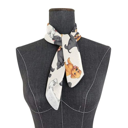 Women's Silk Scarf Square Satin Head Scarves Fashion Neck Scarf Hair Wraps Silk Bandana - color: Cute Puppy