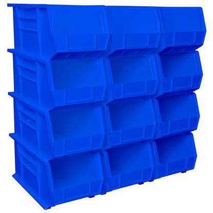 Akro-Mils 30240 AkroBins Plastic Storage Bins, 15"x8"x7", Blue, 12-Pack | Space-Saving Stackable Bins for Garage, Pantry, Craft Organization - color: Blue