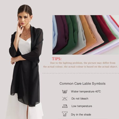 Shawls and Wraps for Evening Dresses Sheer Chiffon Women Elegant Soft Silky Wraps Wedding Bridal Scarf - color: Dusty Blue, size: 79*26‘’