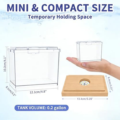 MoonOrange Mini Betta Fish Tank Kit with LED Light Base, 0.2 Gallon Temporary Holding Tank with Artificial Plants (Kit-2)