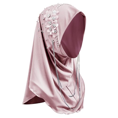 Fashion Long Hijab Scarf for Women Girls Muslim Islamic Under Scarf Hat Long Hijabs Cap Instant Turbans Wrap - color: Pink