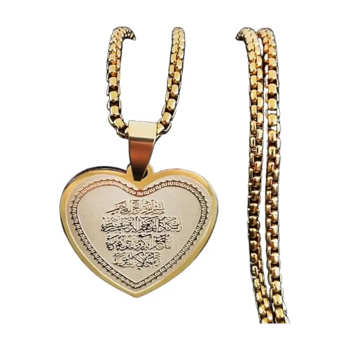 Prayer Holy Quran Verse Quranic Necklace Stainless Steel Ayat Al Kursi Pendants Necklaces Islamic Jewelry Collar Hombre