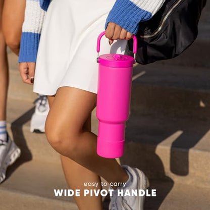 Simple Modern Tumbler with Handle, Water Jug | 40oz | Gray | Trek Pivot Insulated Stainless Steel Water Bottle | Interchangeable Straw & Chug Lid, Cupholder Friendly | Ice Gray - color: -Ice Gray, size: 40 Ounces