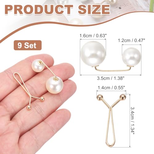 MECCANIXITY Artificial Pearl Brooch Pins, Safety Pins Sweater Shawl Clips for Women, Anti-Exposure Neckline Waist Adjuster for Scarf, T-Shirt, Pants,Gold,Beige 18pcs,2 Styles - color: Gold,beige