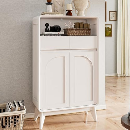 Kitchen Storage Cabinet, Buffet Cabinet with Doors and Adjustable Drawers, Modern Accent Sideboard Coffee Bar Cabinet for Living Room, Dining Room, Entryway, White - color: White