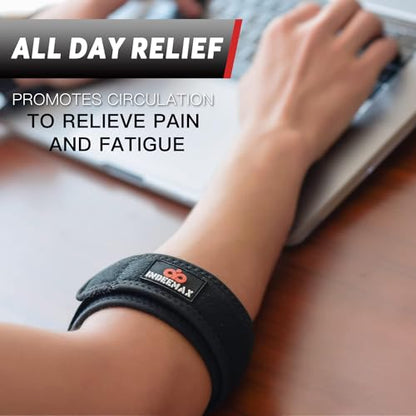 Elbow Brace for Tendonitis and Tennis Elbow for Women Men, 2 Pack Golfers Elbow Brace Counterforce Band with Compression Pad, Effective Tendon Pain Relief, Black - color: Black