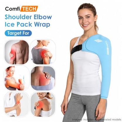 ComfiTECH Shoulder Arm Ice Pack Wrap for Pitcher & Recovery, Blue, M | Flexible Gel Ice Pack for Shoulder & Elbow & Arm Cooling, Adjustable Arm Cold Sleeve for Throwing Recovery & Muscle Comfort - size: Medium, style: Blue