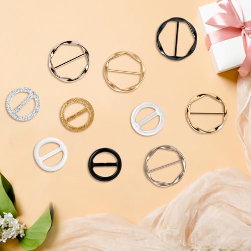 10 Pcs Scarf Ring and Slides for Scarves T Shirt Tie Clips for Women shirt clips for women clothing Shirt Waist Cincher Clips Tightener for Loose Tshirt Clothes Scarf Buckle