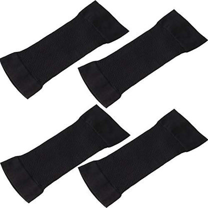 WILLBOND 4 Pairs Slimming Arm Shaper Sleeve for Women Men Upper Flabby Arm Sleeve for Slimming Sun Protection Tattoo Cover up - color: Black
