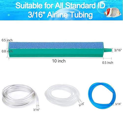 Aquarium Air Stone 10 Inch Long Air Stone Bar Kit with Square Oxygen Diffuser Bubble Release Mineral Airstones for Fish Tank Pumps DWC Bucket Reservoir Pond - color: Blue Stone Bar, size: 10 Inch 5PCS