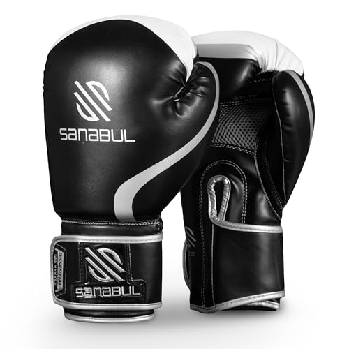 Sanabul Essential Gel Boxing Gloves for Men & Women, Kickboxing MMA, Muay Thai Gloves and Heavy Bag Training Punching & Sparring - color: Black/Metallic Silver, size: 10 oz