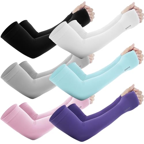 GOUNOD Gardening Sleeves to Cover Arms for Women with Thumb Holes-Sun Protection SPF Cooling Driving UV Blocking - color: 6 Pairs:mix2