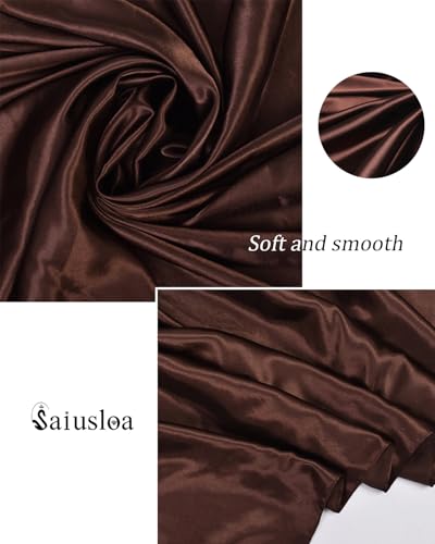 Saiusloa Solid Color Neck Scarf For Women Square Satin Head Scarves headband Bandanas 23.6× 23.6 inches - color: 5-autumn Mink