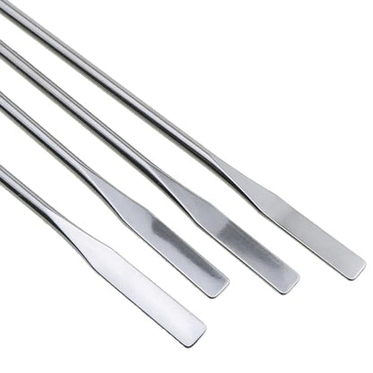 Heyous 4PCS 150mm/5.9inch Laboratory Miniature Dual Head Spatula Semi Miniature Spatula Tapered Arrow Flat Head Silver Stainless Steel Miniature Dual Head Spatula Suitable for Science Lab and Craft