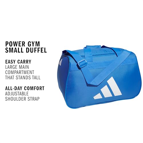 adidas Power Gym Bag – Lightweight Small Duffel, Ray Blue/White, OSFA - color: Ray Blue/White
