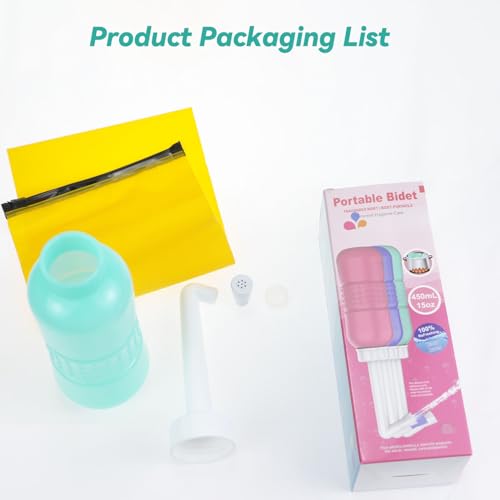 Portable Handheld Personal Hygiene Refresher Toilet Butt Cleaner Travel Bidet Spray Bottle for Home 450 ML(15oz)-Green - color: Green
