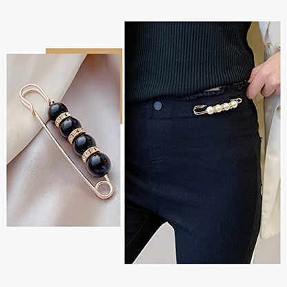 Fancy Rhinestones Pearls Safety Pin Brooch, Pearl Brooch Pins, Sweater Shawl Crystal Clip, for Women Girls Clothing Accessories - size: 8pcs