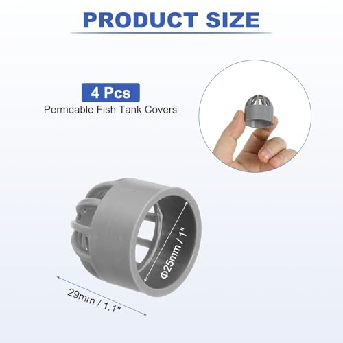 PATIKIL 1 Inch (25mm) Fish Cover Permeable Cap, 4 Pcs PVC Breathable Cap Aquarium Guard Fish Tank Intake Cover, Gray - color: Gray, size: 1Inch(25mm)