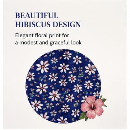 Women's Prayer Dress, One-Piece, Hibiscus Design, Lightweight, to be Worn Over Clothing, Free Size, 58 inch Front Length - color: Blue