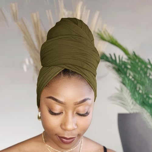 Hijab Scarf for Women Soft Muslim Hijabs Head Wrap Scarves Fashion Long Hair Shawls Stretchy Muslin Headscarf - color: Army Green Hijab Scarf for Women