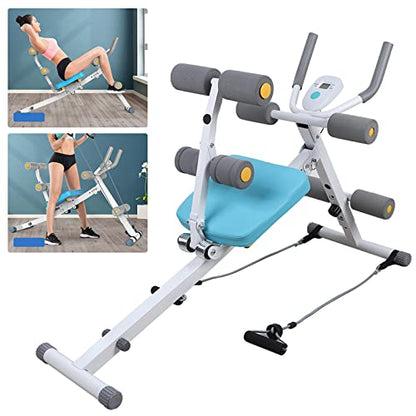 TFCFL Core Ab Trainer Bench Abdominal Stomach Exerciser Workout Gym Fitness Machine Ab Machine Abdominal Cruncher Core Workout Sit Up Bench Side Shaper LED Foldable Exercise Roller Wheels
