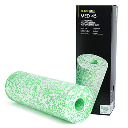 BLACKROLL - MED or MED 45 Foam Roller, Ideal for Myofascial Trigger Point Release and Back Massage, for Yoga, Exercise, Pilates, and Home Gym Workouts and Muscle Recovery, White/Green - size: 18" x 6"