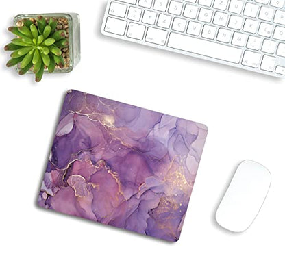 Purple Marble Gold Pattern Elegant Texture Mouse Pad for Office Computers&Laptop with Designs Printed, Non-Slip Rubber Base Mousepad Gaming Mouse Pads,9.5x7.9x0.12 Inch - color: TSP92