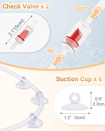 Moonorange Aquarium Air Pump Accessories Kit with Standard Tubing, Air Stones, Check Valves, Suction Cups and Connectors.(20 Ft. Tubing/4 Air Stone)