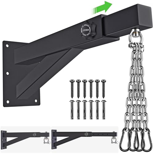 BeneLabel Wall Mount Heavy Bag Hanger, Heavy Duty Punching Bag Stand, Boxing Bag Bracket for Home Gym Indoor Outdoor, 800 LB Capacity - color: Adjustable length 17"-25" with Chain Buckle