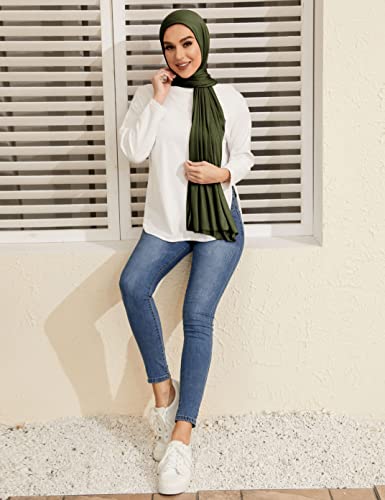 Txmout Premium Jersey Hijabs for Women - Cotton Muslim Scarfs - color: Olive