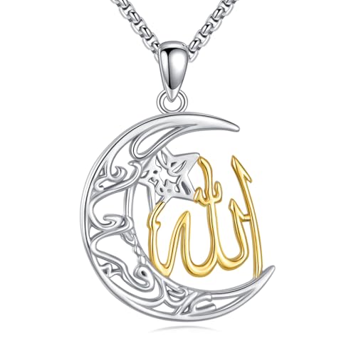 YAFEINI Allah Necklace Sterling Silver Islamic Pendant Arabic Jewelry for Women Mom