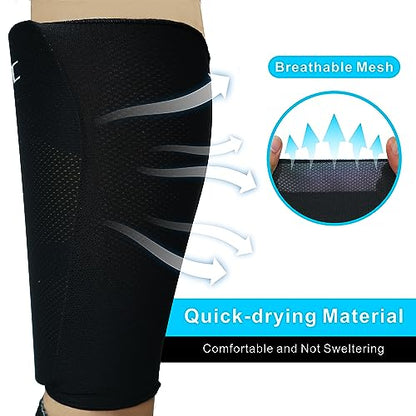 Shin Guards - Soccer Shin Guards with Cushion Protection for Kids/Adults - color: Black,Sleeves 2 Pairs, size: Large