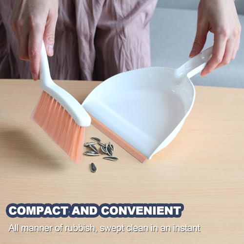 Mini Broom and Dustpan Set Small Dust pan & Brush Set Portable Cleaning Tools for Home Office RV Camping Learning (Pink) - color: Pink
