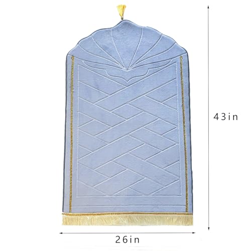JE JOUE Prayer Rug Muslim Mat Islamic - Thickening Sponge Muslim Rug for Men Women Household Halal Prayer mat Eid Travel Ramadan（Light Gray） - color: Light Gray