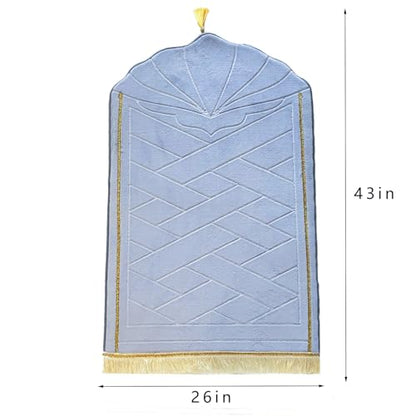 JE JOUE Prayer Rug Muslim Mat Islamic - Thickening Sponge Muslim Rug for Men Women Household Halal Prayer mat Eid Travel Ramadan（Light Gray） - color: Light Gray